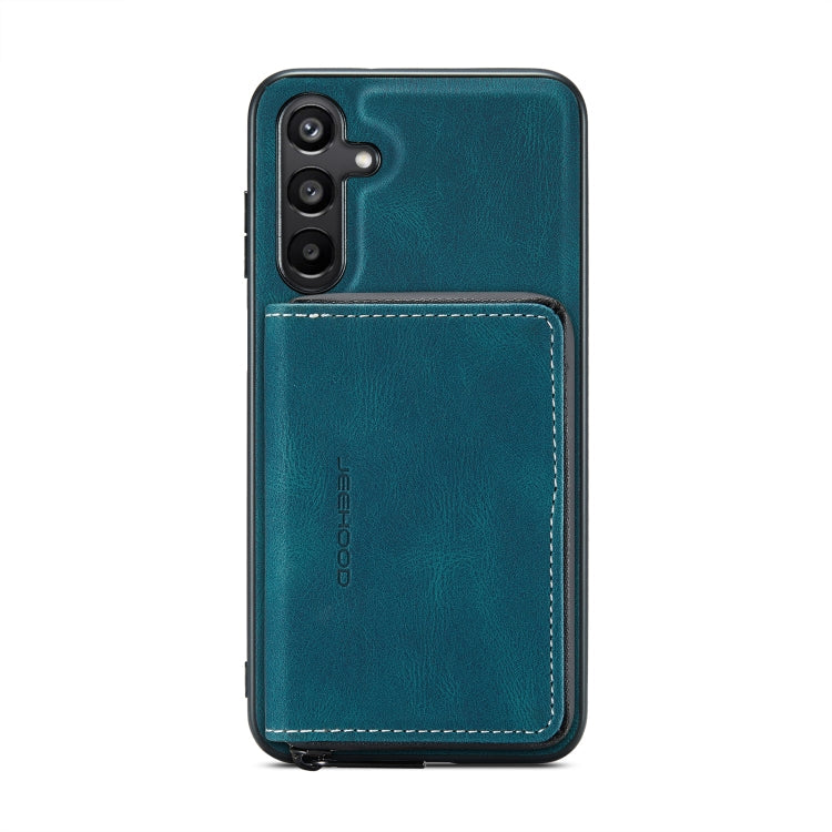 For Samsung Galaxy A15 5G JEEHOOD Magnetic Zipper Horizontal Flip Leather Phone Case(Blue)