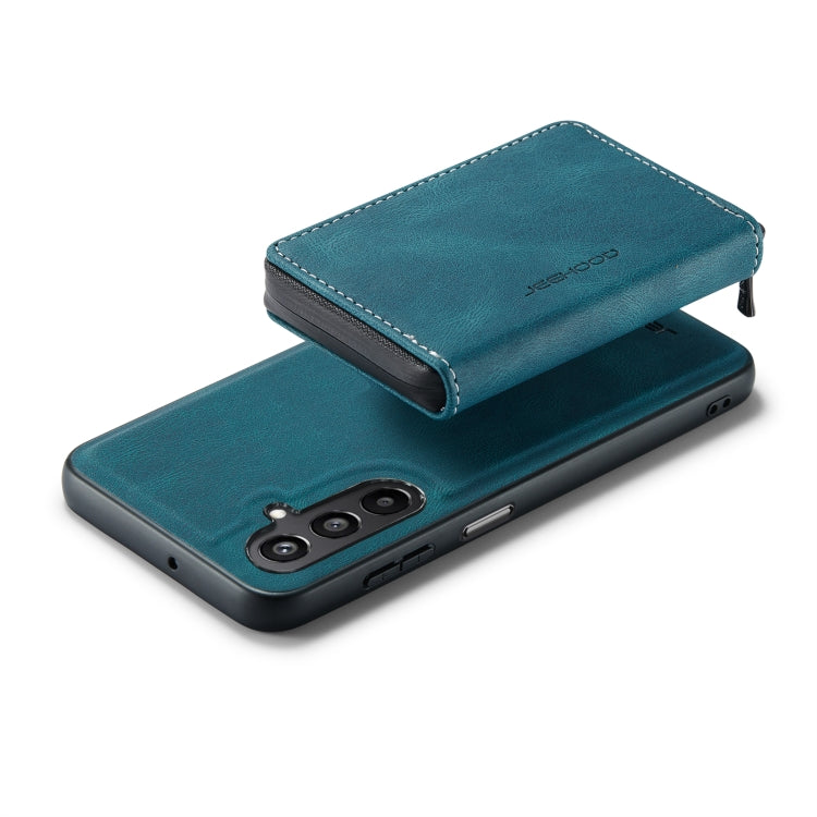 For Samsung Galaxy A15 5G JEEHOOD Magnetic Zipper Horizontal Flip Leather Phone Case(Blue)