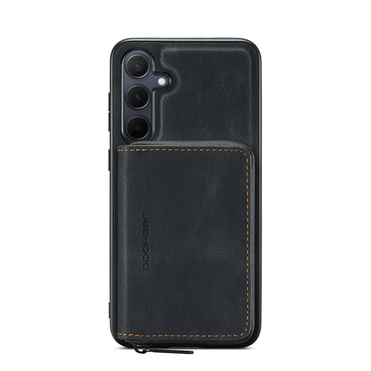 For Samsung Galaxy A55 5G JEEHOOD Magnetic Zipper Horizontal Flip Leather Phone Case(Black)