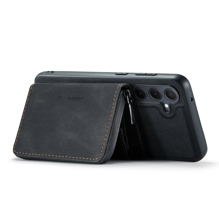 For Samsung Galaxy A55 5G JEEHOOD Magnetic Zipper Horizontal Flip Leather Phone Case(Black)