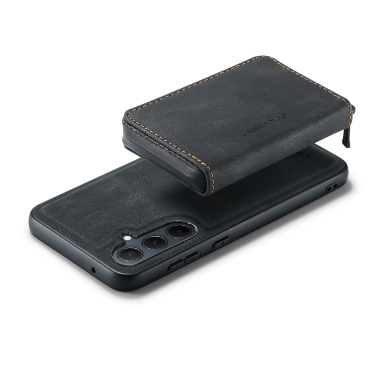 For Samsung Galaxy A55 5G JEEHOOD Magnetic Zipper Horizontal Flip Leather Phone Case(Black)