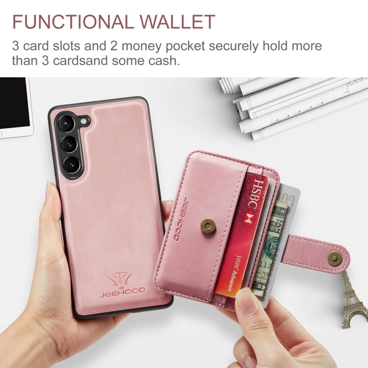 For Samsung Galaxy S24 5G JEEHOOD RFID Blocking Anti-Theft Magnetic Phone Case(Pink)