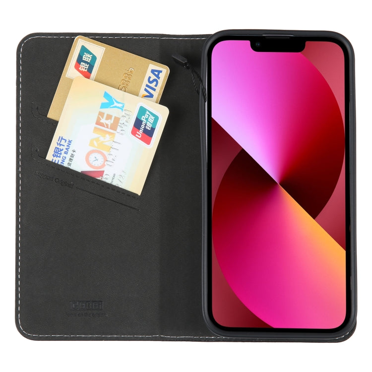GEBEI Top-grain Horizontal Flip Leather Phone Case, For iPhone 13