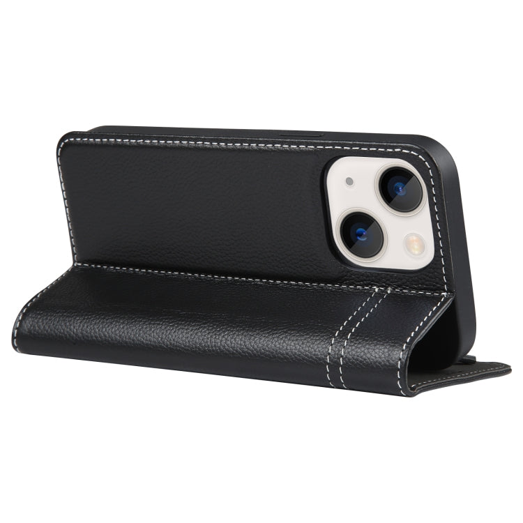 GEBEI Top-grain Horizontal Flip Leather Phone Case, For iPhone 13
