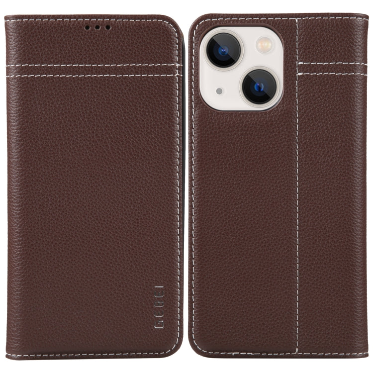 GEBEI Top-grain Horizontal Flip Leather Phone Case, For iPhone 13