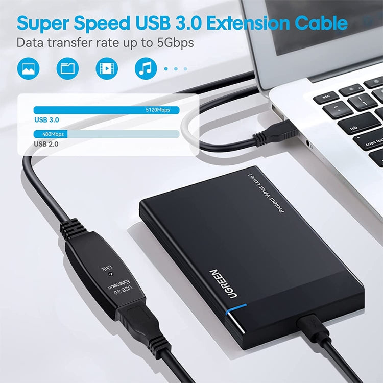 USB 3.0 Male to Female Data Sync Super Speed Extension Cable, Length:20m, 20m