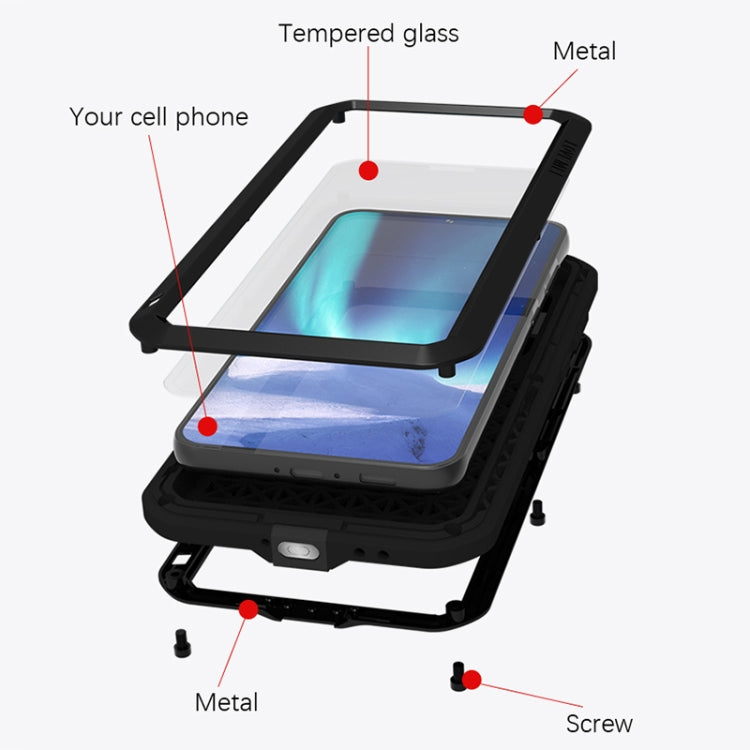 For Samsung Galaxy S23+ 5G LOVE MEI Metal Shockproof Life Waterproof Dustproof Phone Case(Black)