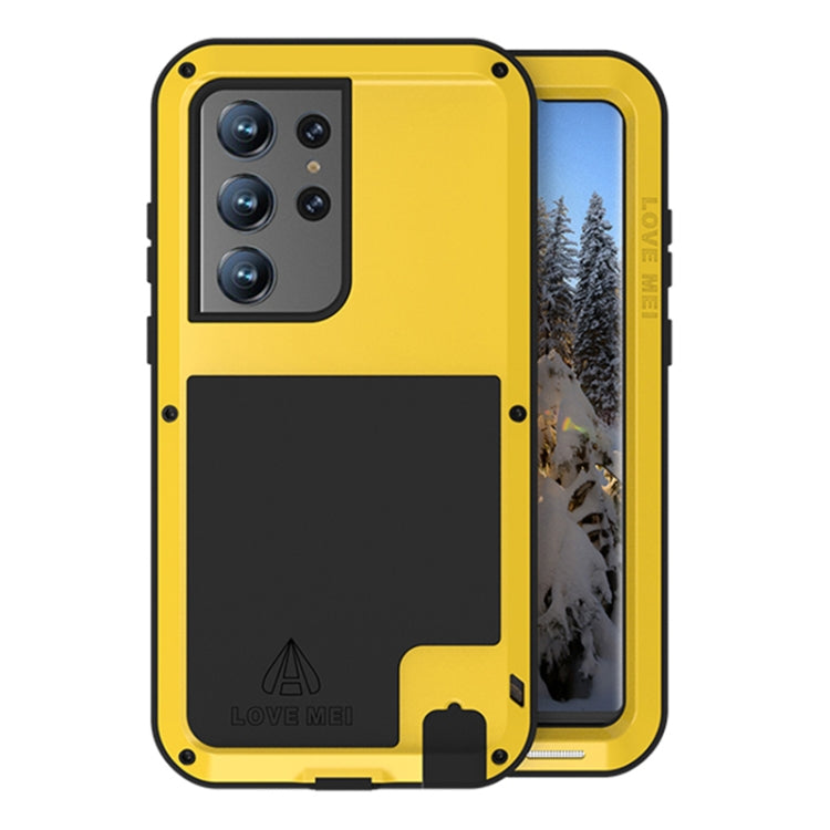 For Samsung Galaxy S23 Ultra 5G LOVE MEI Metal Shockproof Life Waterproof Dustproof Phone Case(Yellow)