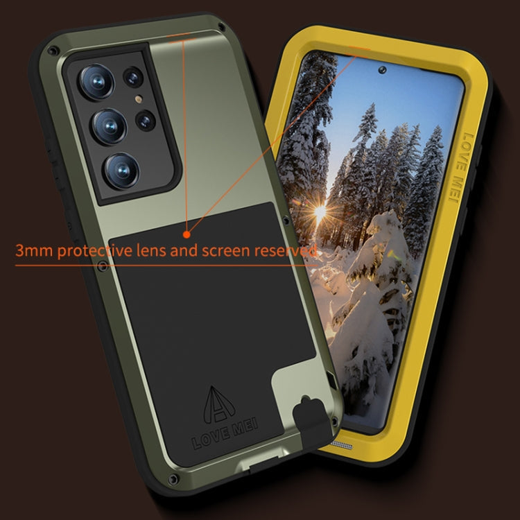 For Samsung Galaxy S23 Ultra 5G LOVE MEI Metal Shockproof Life Waterproof Dustproof Phone Case(Silver)