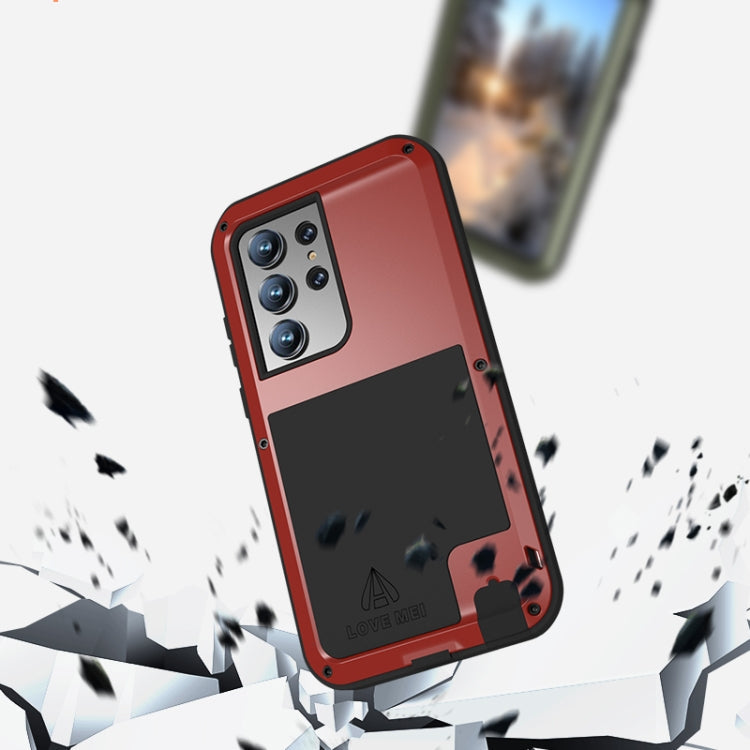 For Samsung Galaxy S23 Ultra 5G LOVE MEI Metal Shockproof Life Waterproof Dustproof Phone Case(Silver)