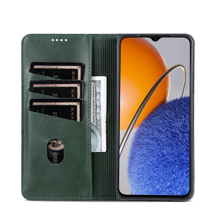 For Huawei Enjoy 50z AZNS Magnetic Calf Texture Flip Leather Phone Case(Dark Green)