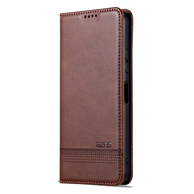 For Huawei nova Y61 AZNS Magnetic Calf Texture Flip Leather Phone Case(Dark Brown)