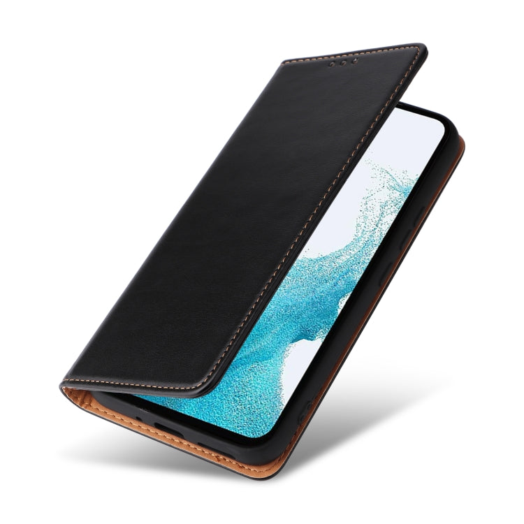 For Samsung Galaxy A54 5G Fierre Shann PU Genuine Leather Texture Leather Phone Case(Black)