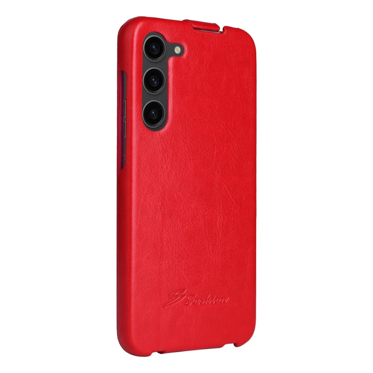 For Samsung Galaxy S23+ 5G Fierre Shann 64 Texture Vertical Flip PU Leather Phone Case(Red)