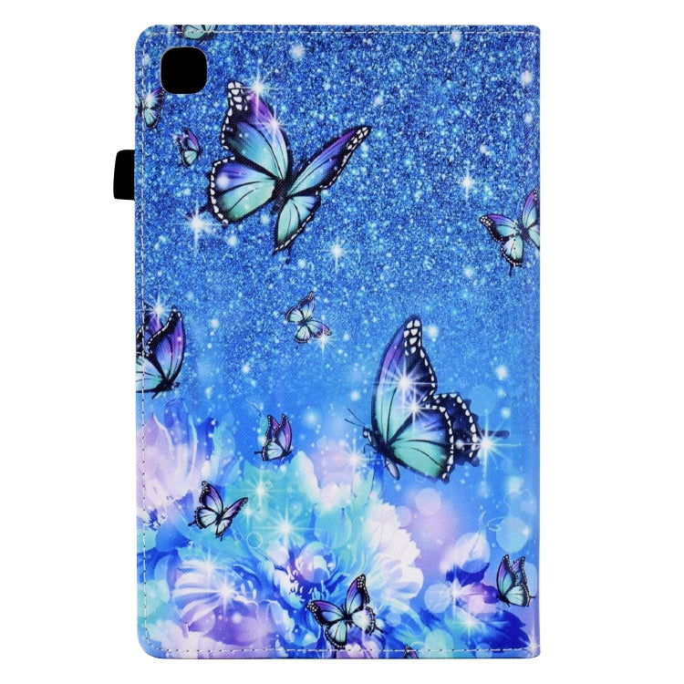 For Samsung Galaxy Tab A7 Lite T220 Colored Drawing Stitching Elastic Band Leather Tablet Case(Butterfly)