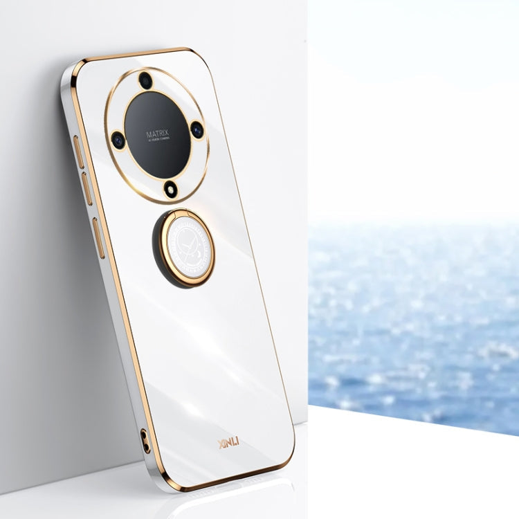 XINLI Straight Edge 6D Electroplate TPU Phone Case with Ring Holder, For Honor X8a 2023, For Honor X9a 5G, For Huawei nova Y61