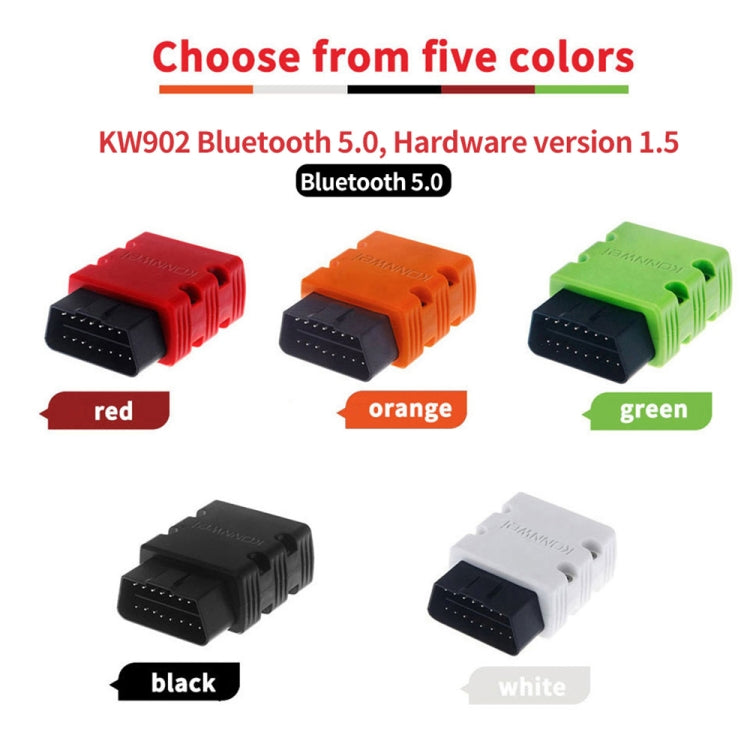 KONNWEI KW902 Bluetooth 5.0 OBD2 Car Fault Diagnostic Scan Tools Support IOS / Android(Black)