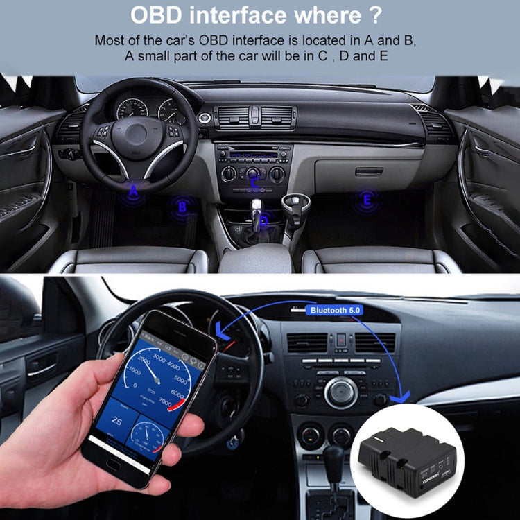 KONNWEI KW902 Bluetooth 5.0 OBD2 Car Fault Diagnostic Scan Tools Support IOS / Android(Black)