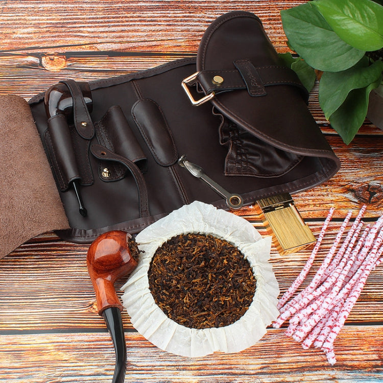 FIREDOG CL08 Leather Pipe Tobacco Storage Bag(Lychee Red Palm Rope)
