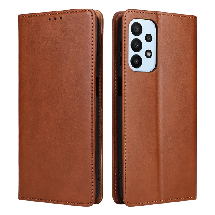 Fierre Shann PU Genuine Leather Texture Leather Phone Case, For Samsung Galaxy A14 5G, For Samsung Galaxy A23, For Samsung Galaxy A34 5G