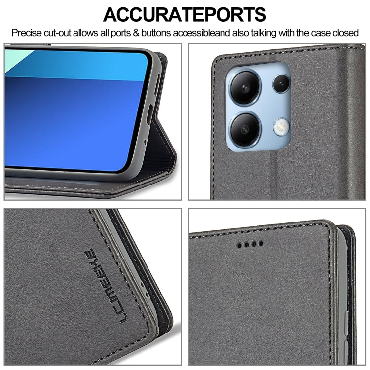 For Xiaomi Redmi Note 13 Pro 4G LC.IMEEKE Calf Texture Leather Phone Case(Grey)