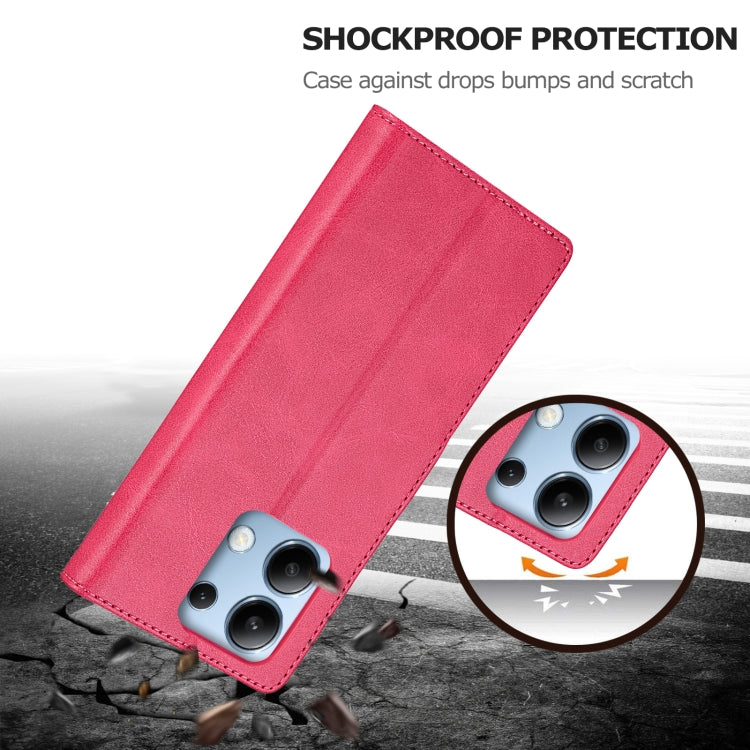 For Xiaomi Redmi Note 13 4G LC.IMEEKE Calf Texture Leather Phone Case(Red)