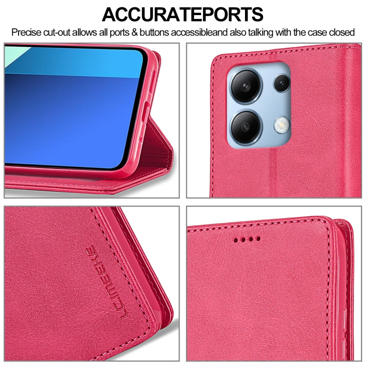 For Xiaomi Redmi Note 13 4G LC.IMEEKE Calf Texture Leather Phone Case(Red)