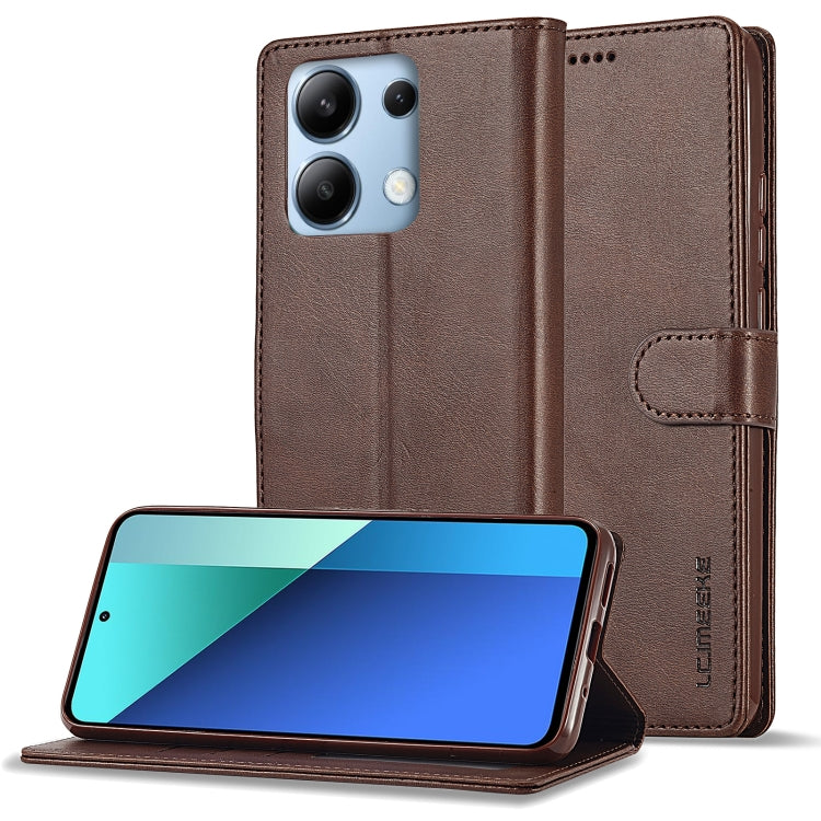 For Xiaomi Redmi Note 13 4G LC.IMEEKE Calf Texture Leather Phone Case(Coffee)