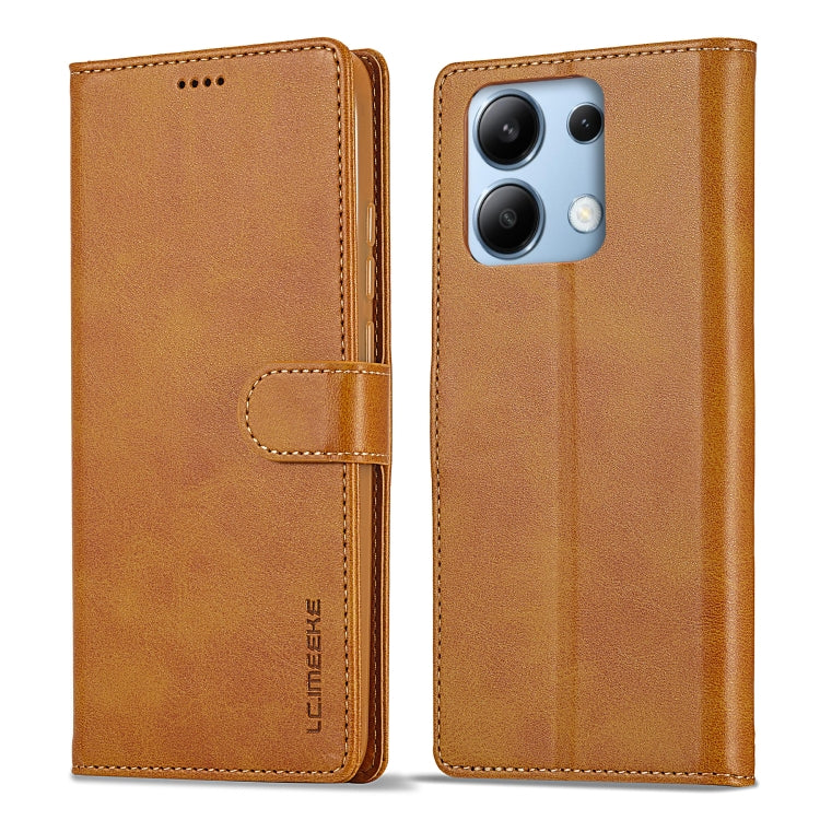 For Xiaomi Redmi Note 13 4G LC.IMEEKE Calf Texture Leather Phone Case(Brown)