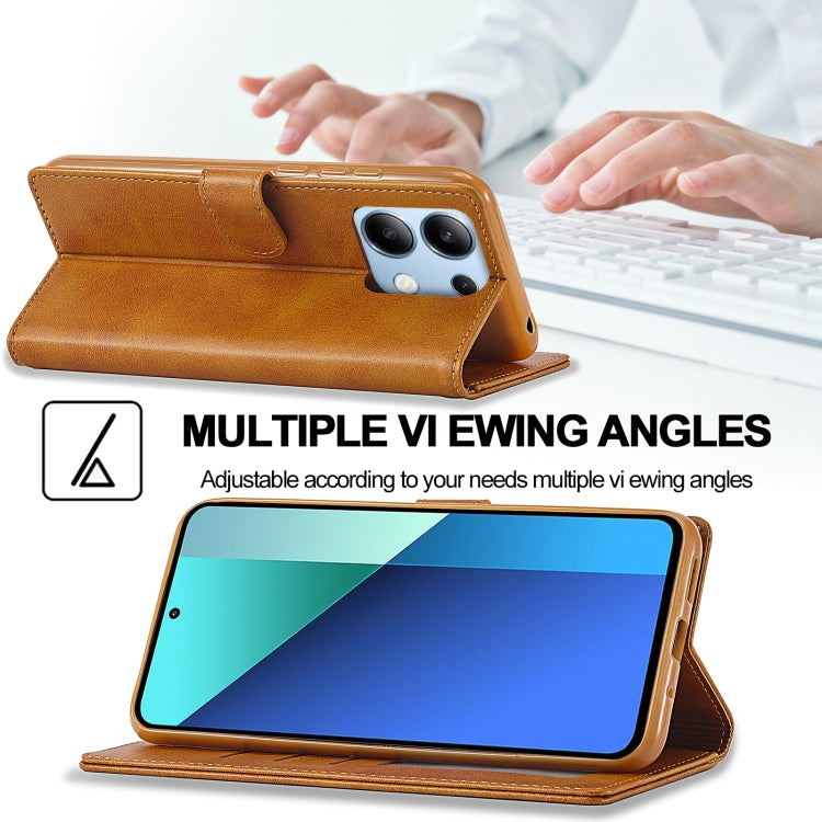 For Xiaomi Redmi Note 13 4G LC.IMEEKE Calf Texture Leather Phone Case(Brown)