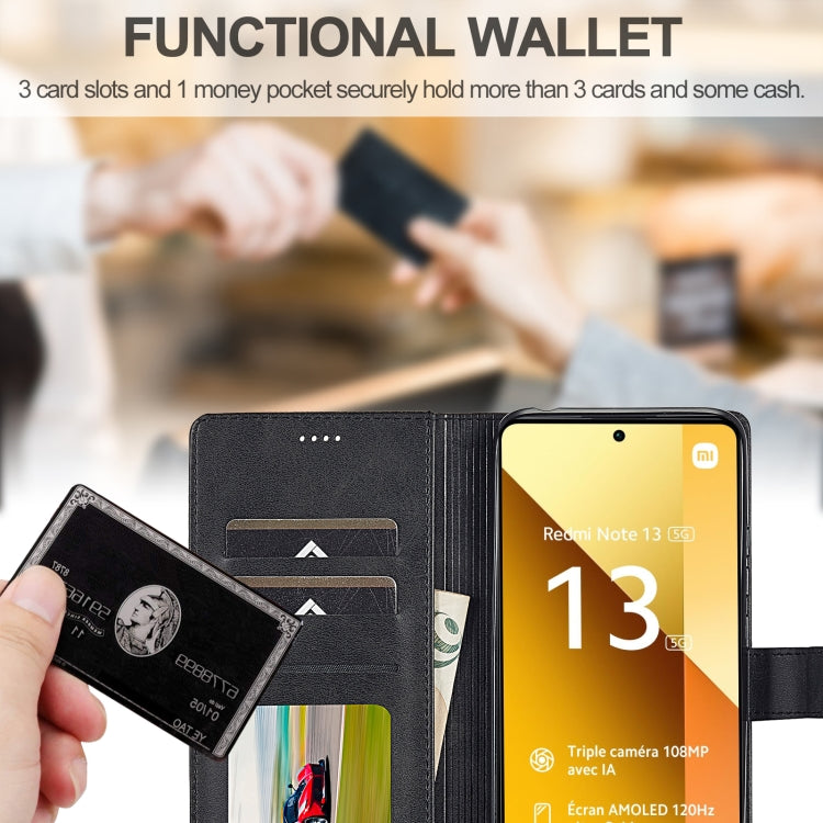 For Xiaomi Redmi Note 13 5G LC.IMEEKE Calf Texture Leather Phone Case(Black)