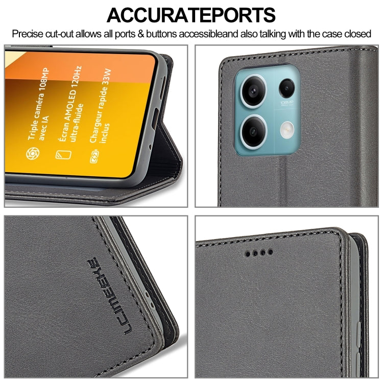 For Xiaomi Redmi Note 13 5G LC.IMEEKE Calf Texture Leather Phone Case(Grey)