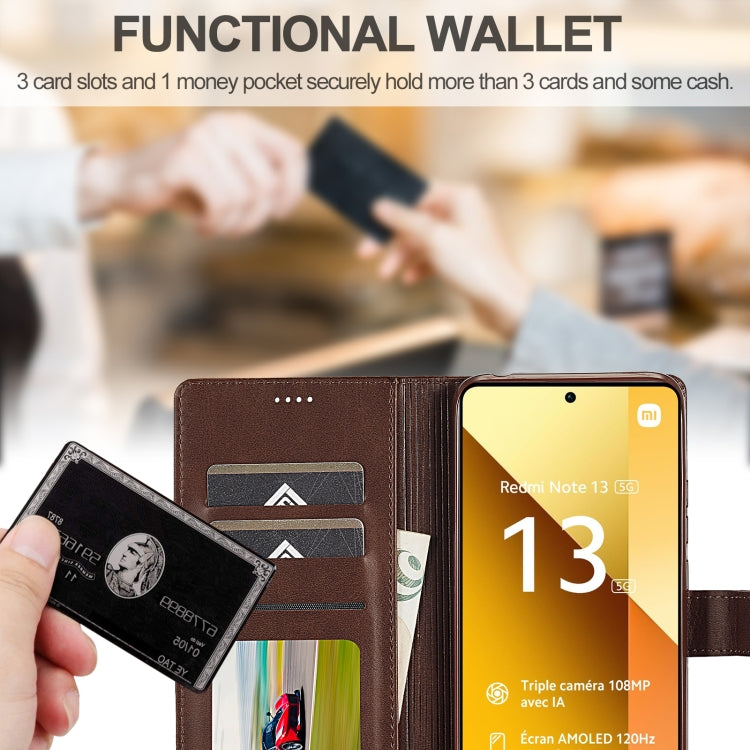 For Xiaomi Redmi Note 13 Pro 5G LC.IMEEKE Calf Texture Leather Phone Case(Coffee)