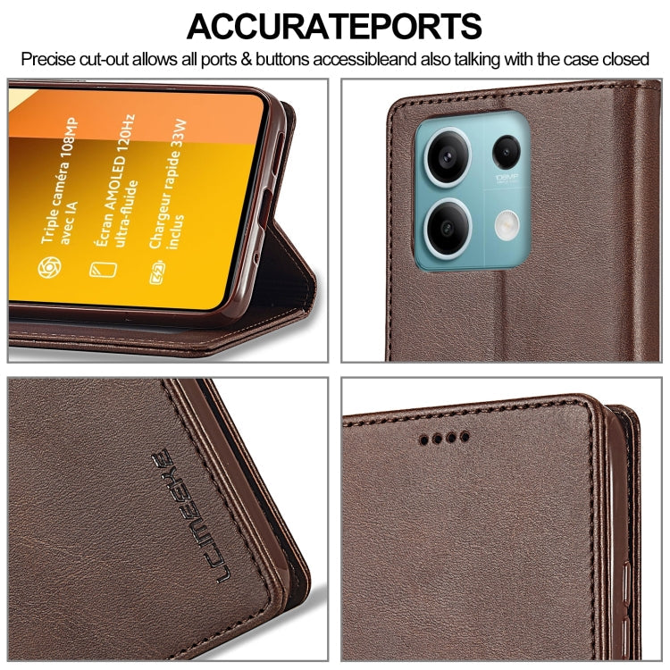 For Xiaomi Redmi Note 13 Pro 5G LC.IMEEKE Calf Texture Leather Phone Case(Coffee)