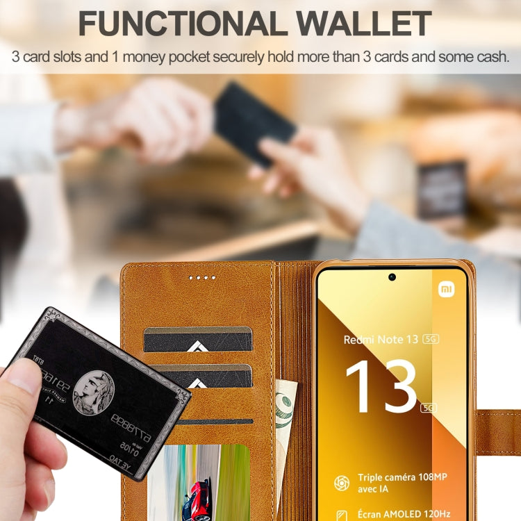For Xiaomi Redmi Note 13 Pro 5G LC.IMEEKE Calf Texture Leather Phone Case(Brown)