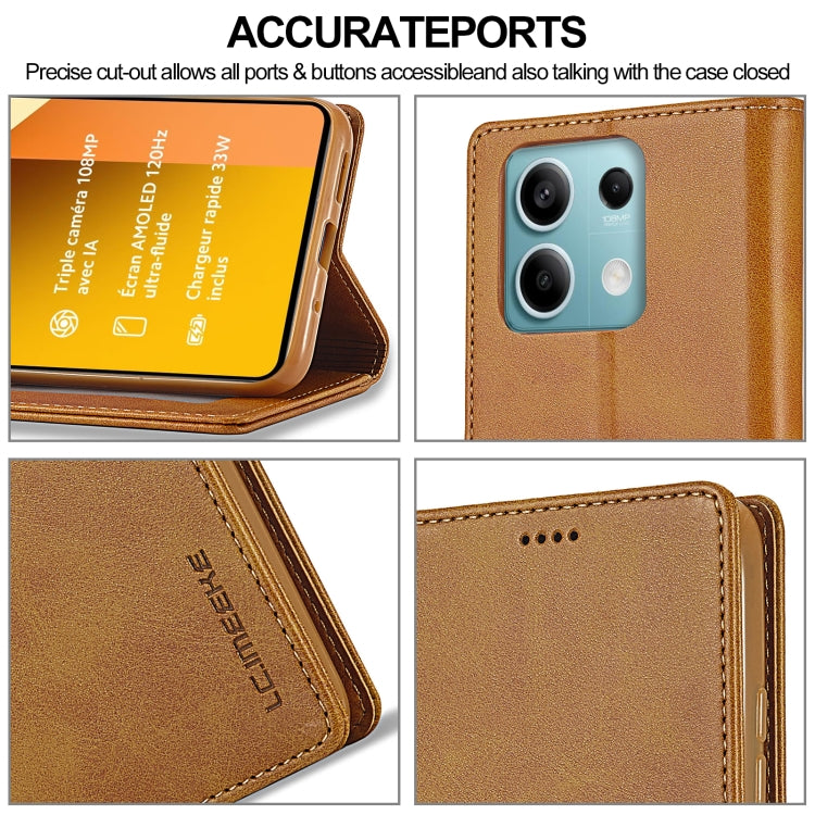 For Xiaomi Redmi Note 13 Pro 5G LC.IMEEKE Calf Texture Leather Phone Case(Brown)