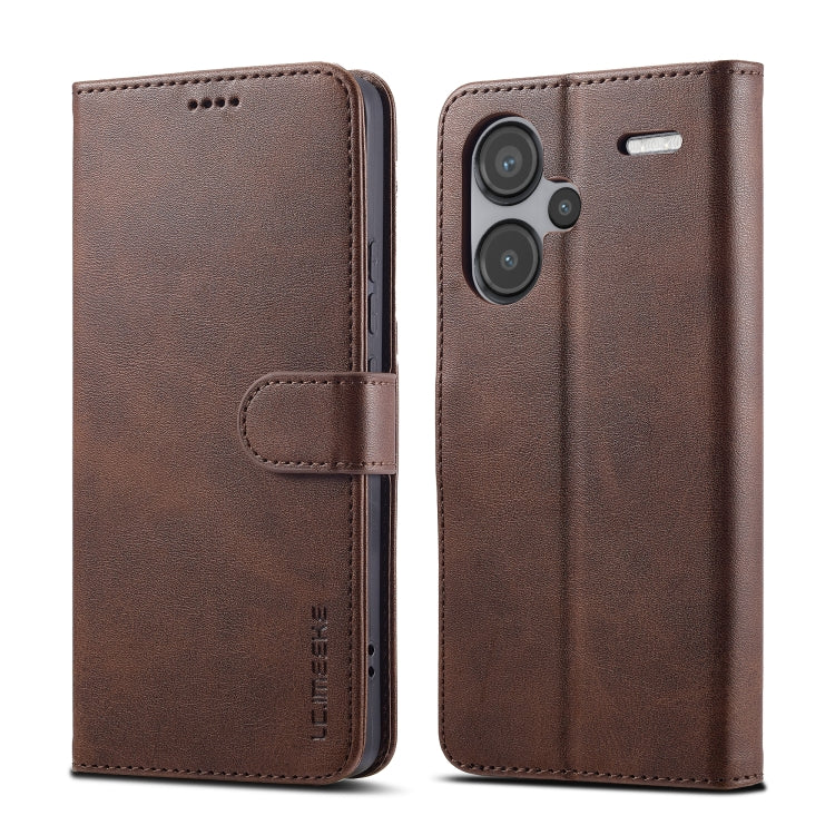 For Xiaomi Redmi Note 13 Pro+ LC.IMEEKE Calf Texture Leather Phone Case(Coffee)