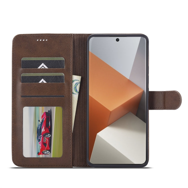 For Xiaomi Redmi Note 13 Pro+ LC.IMEEKE Calf Texture Leather Phone Case(Coffee)