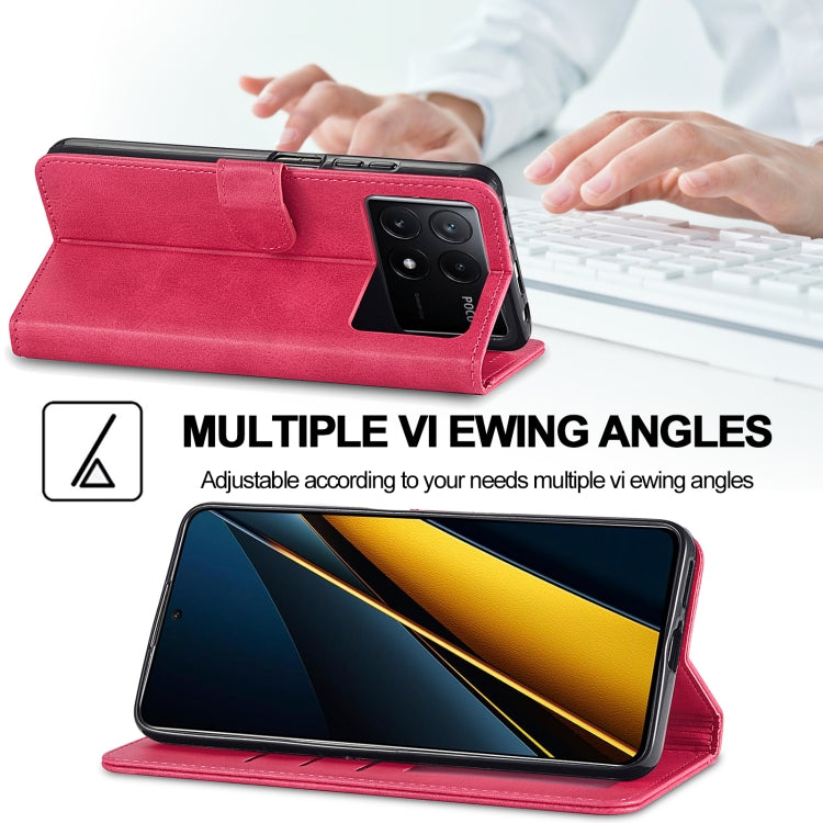 For Xiaomi Poco X6 Pro LC.IMEEKE Calf Texture Leather Phone Case(Red)