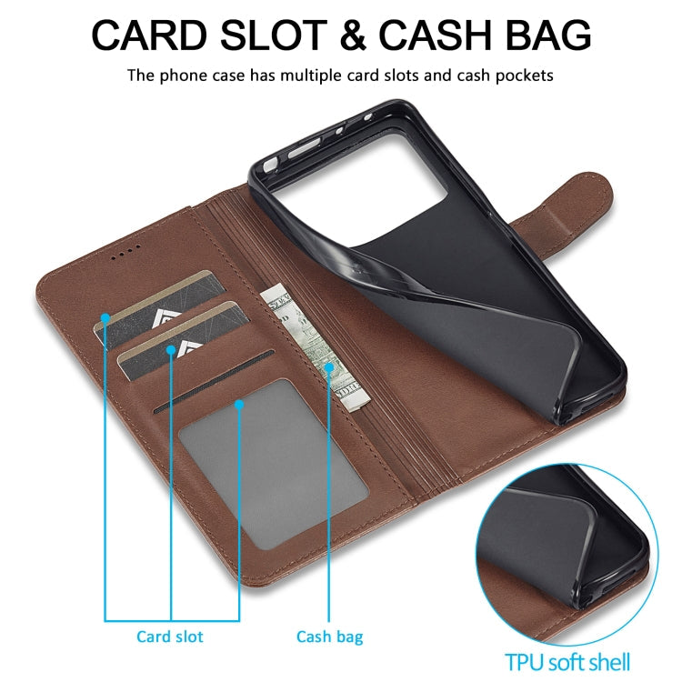 For Xiaomi Poco X6 Pro LC.IMEEKE Calf Texture Leather Phone Case(Coffee)