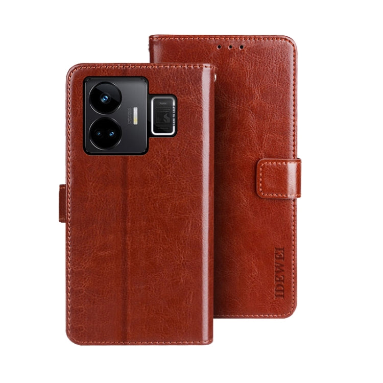 idewei Crazy Horse Texture Leather Phone Case with Holder, For OPPO A78 5G Global/A58x/A58 5G, For Realme C55 4G, For Realme GT3 5G Global/GT Neo 5 5G