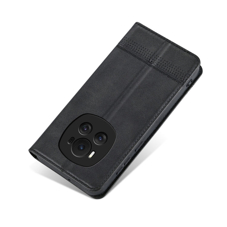 For Honor Magic6 AZNS Magnetic Calf Texture Flip Leather Phone Case(Black)