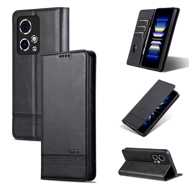For Honor 90 GT AZNS Magnetic Calf Texture Flip Leather Phone Case(Black)