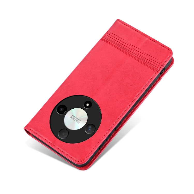 For Honor Magic6 Lite 5G/X9b AZNS Magnetic Calf Texture Flip Leather Phone Case(Red)