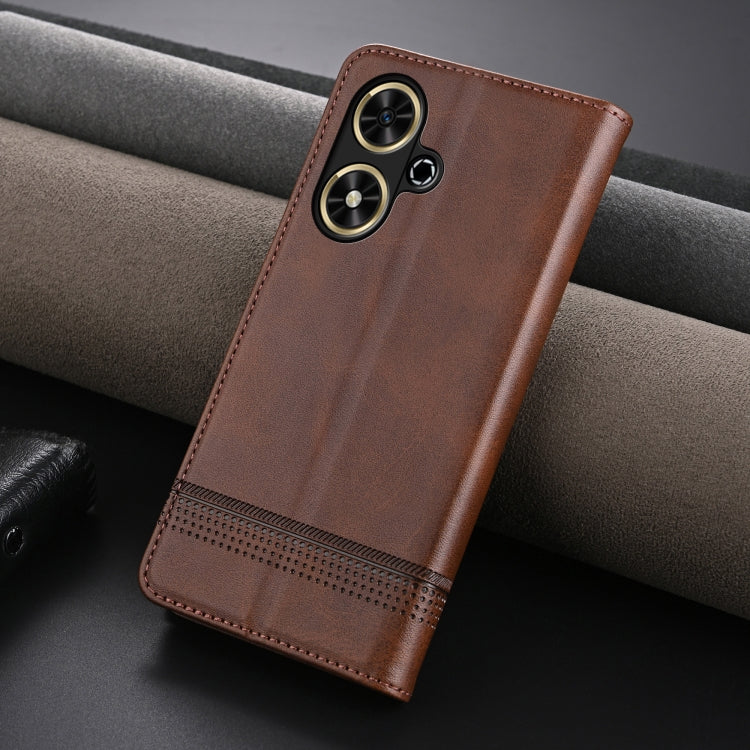 For Honor Play 50/Play 50m 5G AZNS Magnetic Calf Texture Flip Leather Phone Case(Dark Brown)