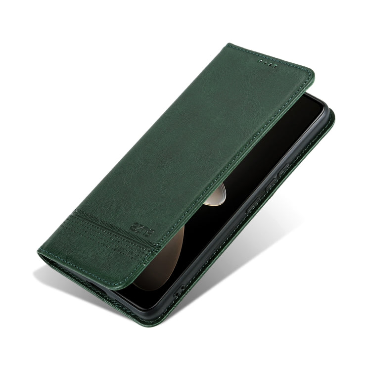 For Honor 200 AZNS Magnetic Calf Texture Flip Leather Phone Case(Dark Green)