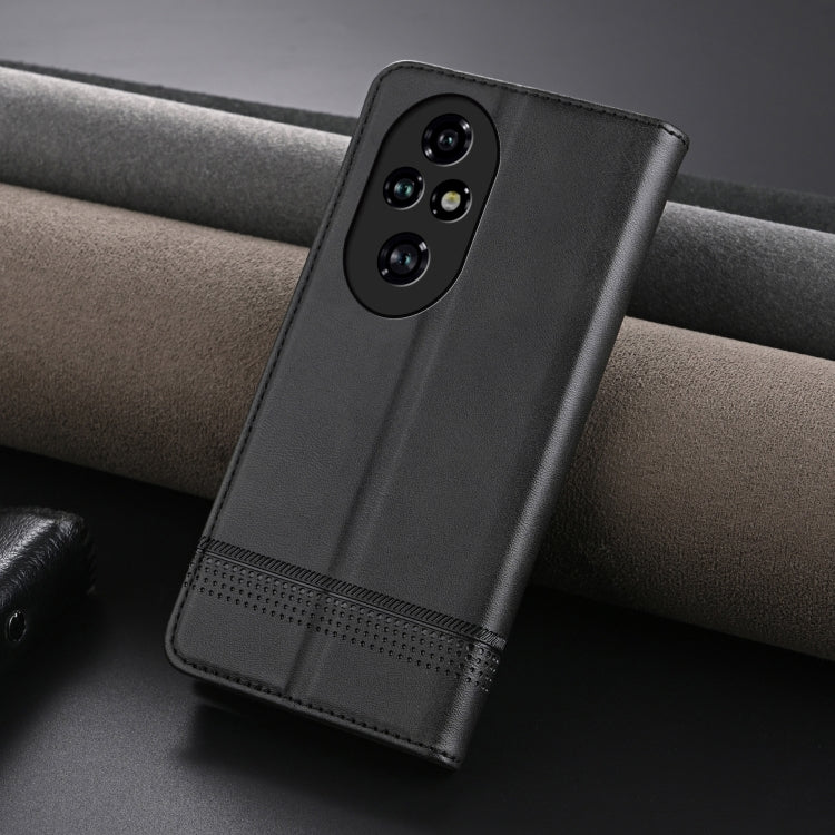 For Honor 200 AZNS Magnetic Calf Texture Flip Leather Phone Case(Black)