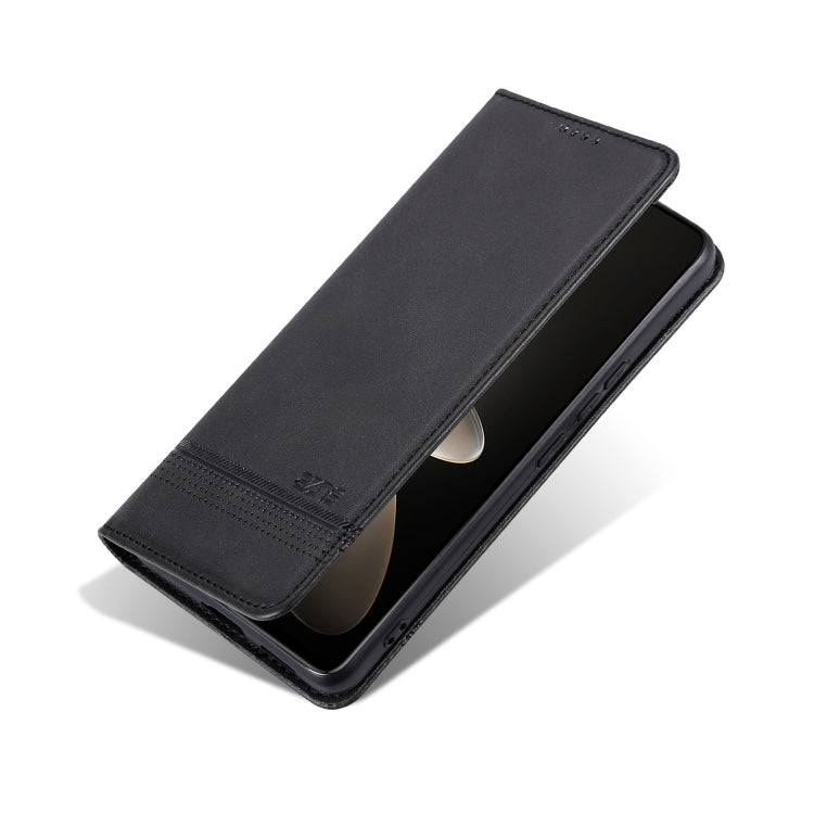 For Honor 200 AZNS Magnetic Calf Texture Flip Leather Phone Case(Black)