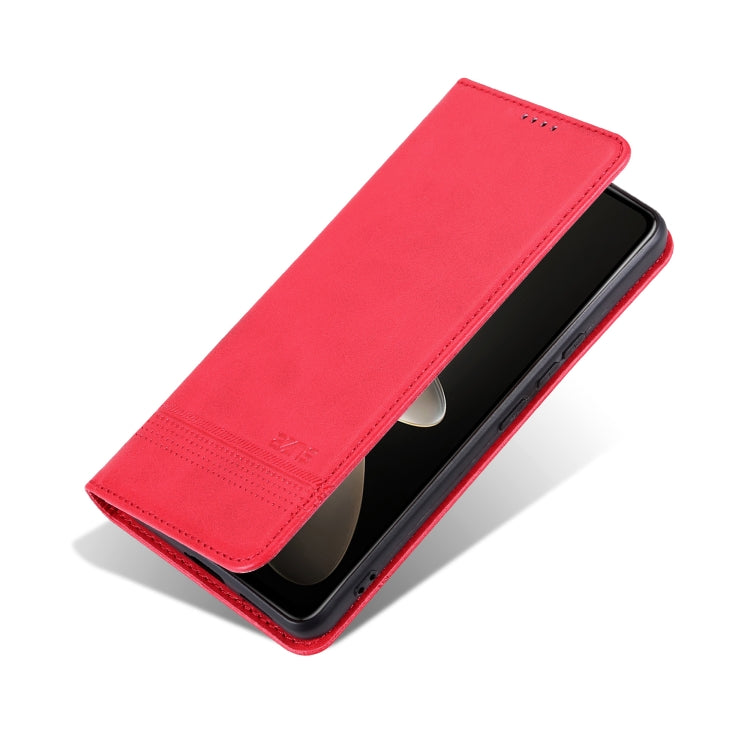 For Honor 200 AZNS Magnetic Calf Texture Flip Leather Phone Case(Red)