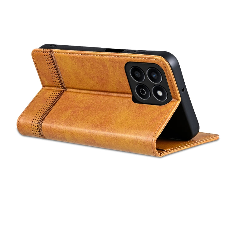 For Honor Play 60 Plus AZNS Magnetic Calf Texture Flip Leather Phone Case(Light Brown)